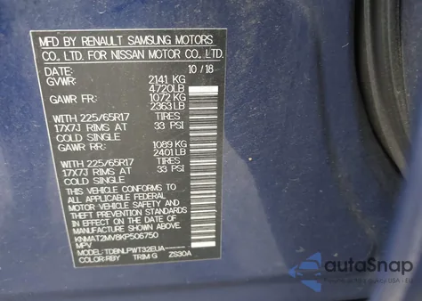 2019 Nissan Rogue S z USA, uszkodzony, nr VIN KNMAT2MV8KP506750